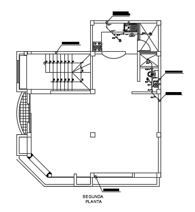 A plumbing layout of the 9x10m architecture three story first floor hotel cum house plan