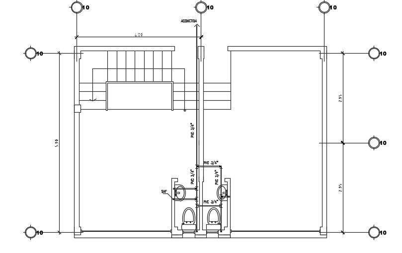 A plumbing layout of the 9x6m ground floor house plan cad drawing