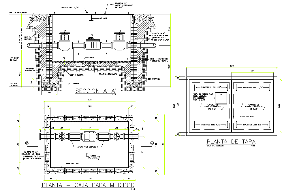 Aqueduct plan and section autocad file