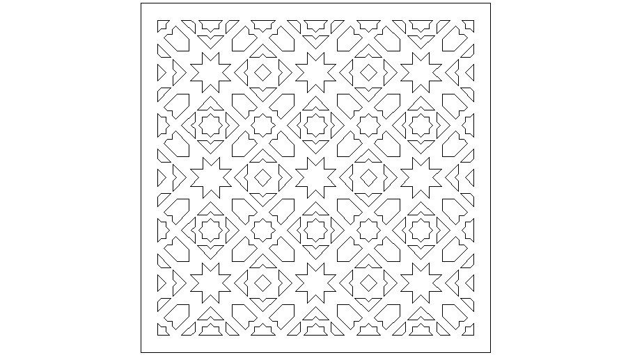 Arabic pattern tile elevation block cad drawing details dwg file