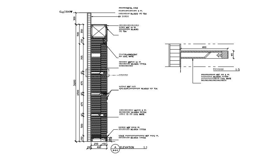 A rack section view is given in this drawing model