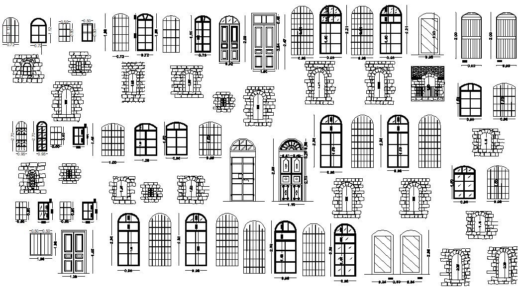 Arch Door Blocks DWG File for AutoCAD with Detailed CAD Drawing Layout