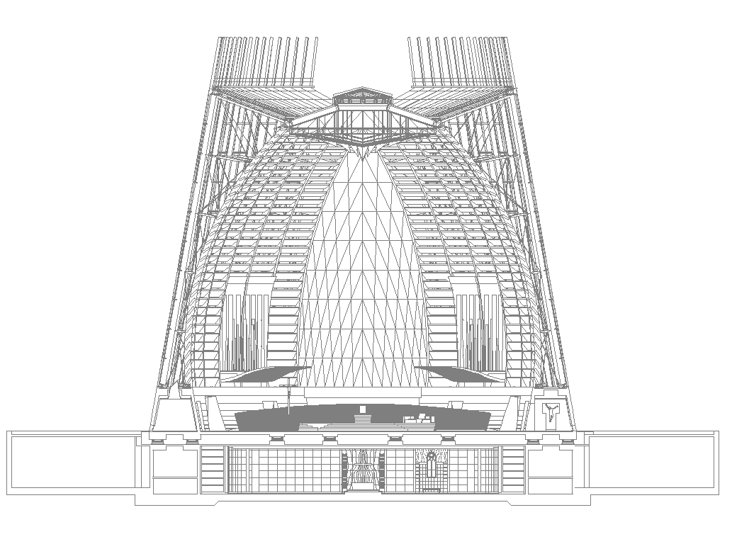 Arch shape commercial building detail elevation 2d view layout file