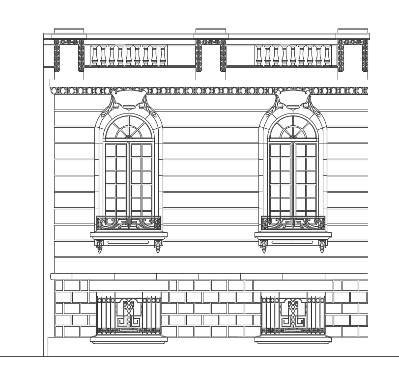 Arch Window With Wall Elevation Design Download DWG File
