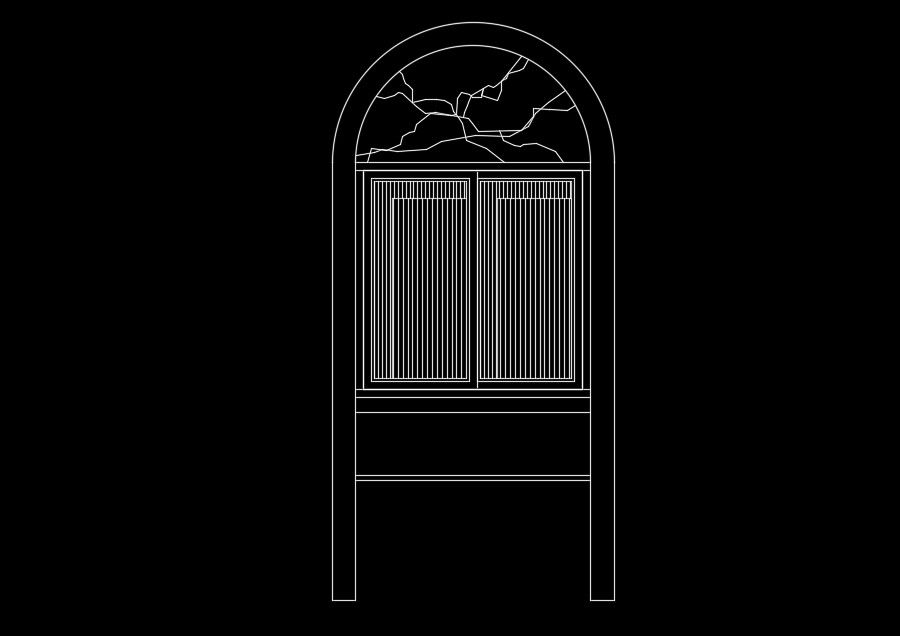 Arch cum square shape window drawing
