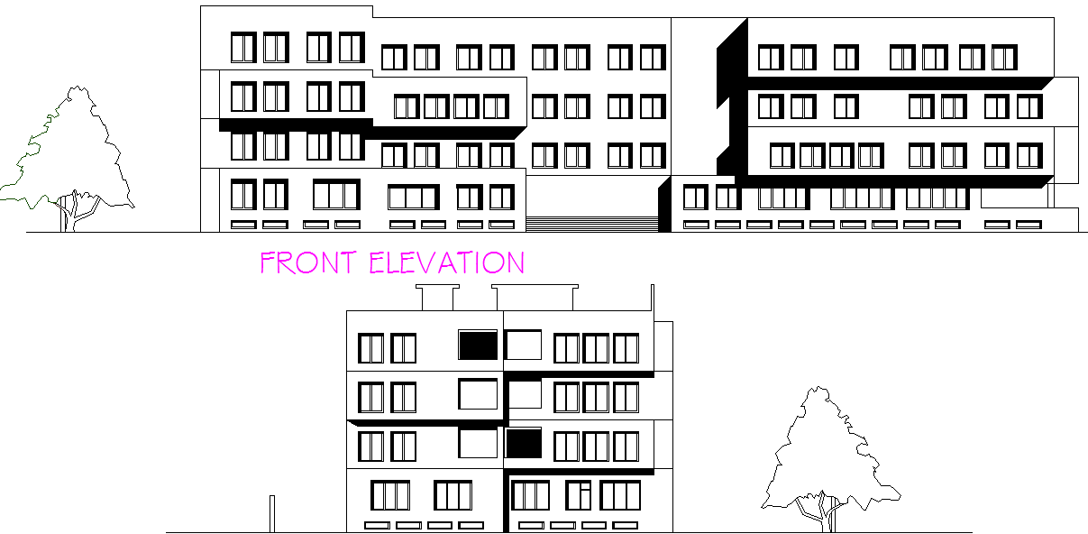 Architect College Elevation detail dwg file