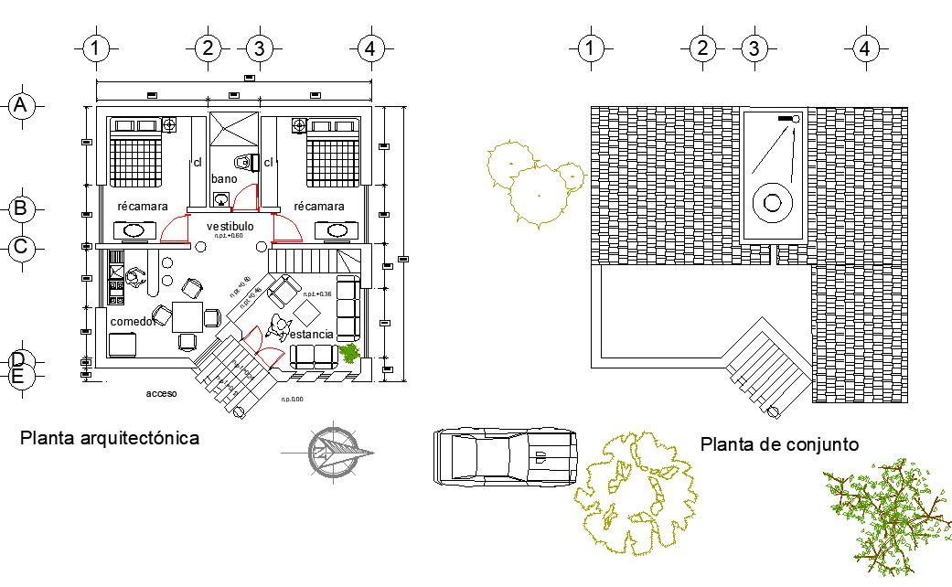 Architect house plan detail dwg file