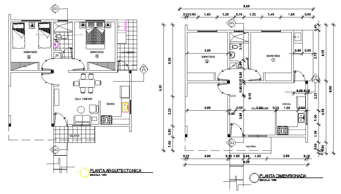 Architect house plan detail dwg file