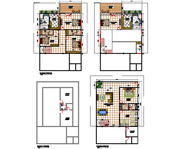 Architect house planing layout dwg file