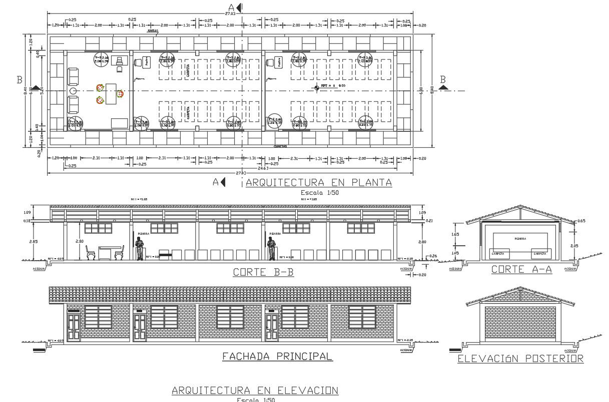Architect plan, elevation and section detail dwg file