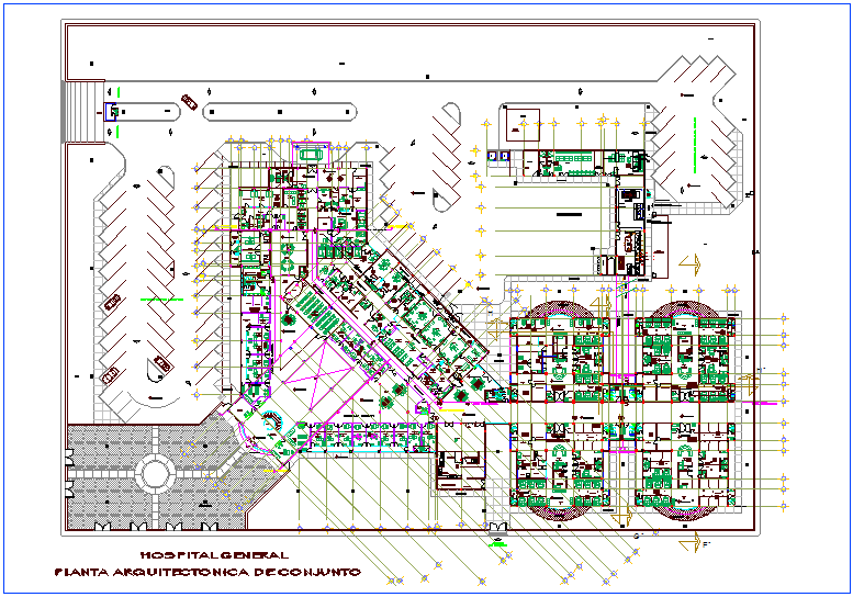 Architect plan view of hospital design dwg file