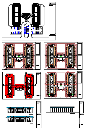 Architectural 114 rooms hostel block design drawing