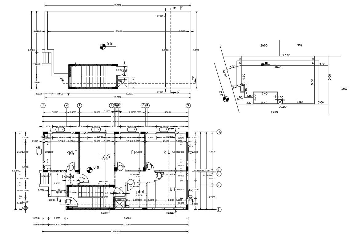 Architectural Bungalow Floor Plan With Terrace And Dimension DWG