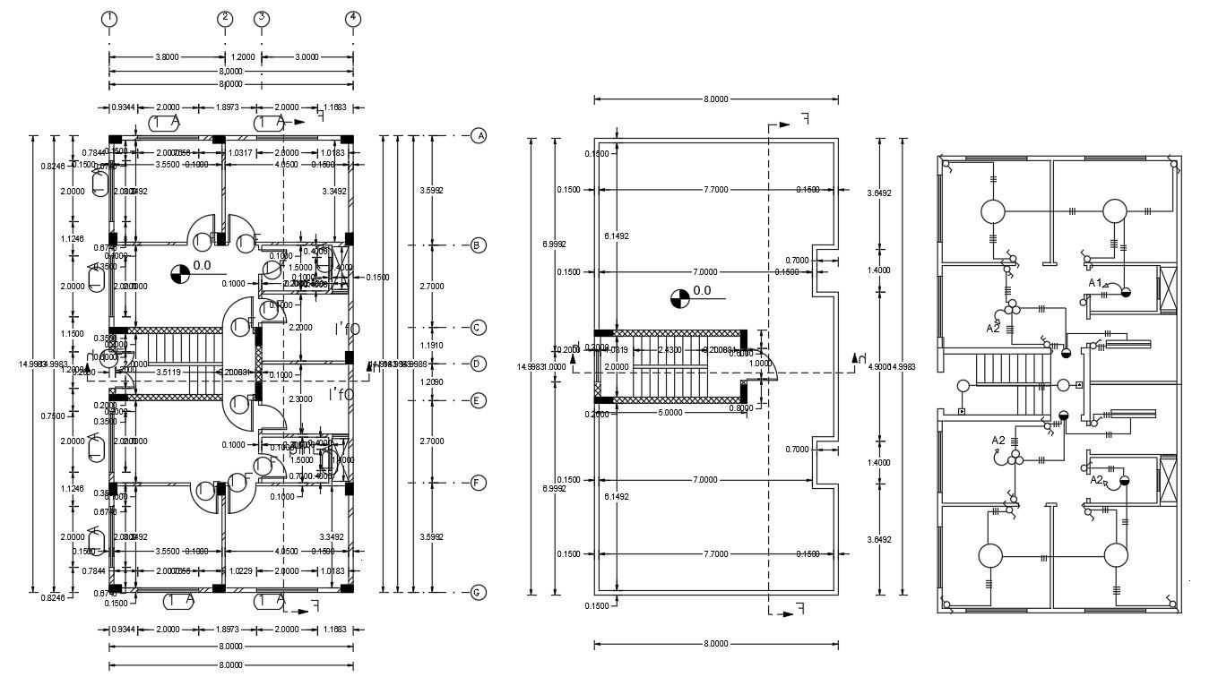 Architectural Bungalow Layout Plan With Dimension AutoCAD File