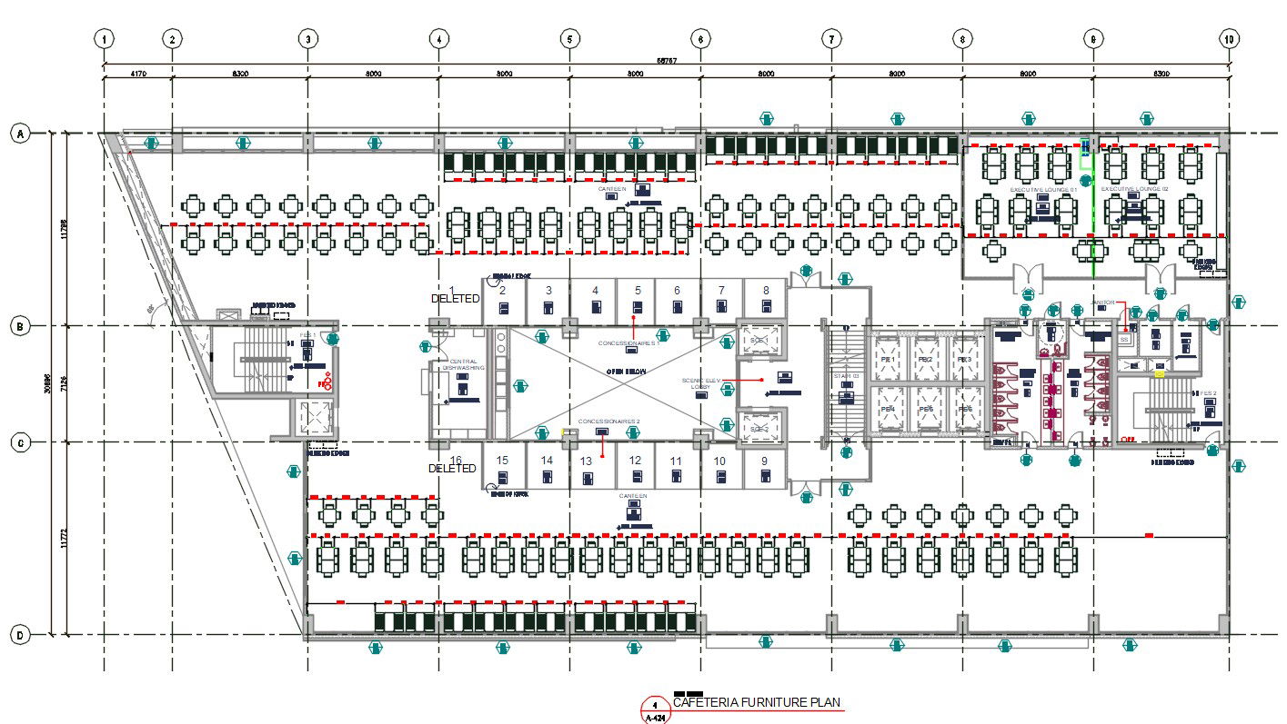 Architectural Cafeteria Furniture Plan AutoCAD File