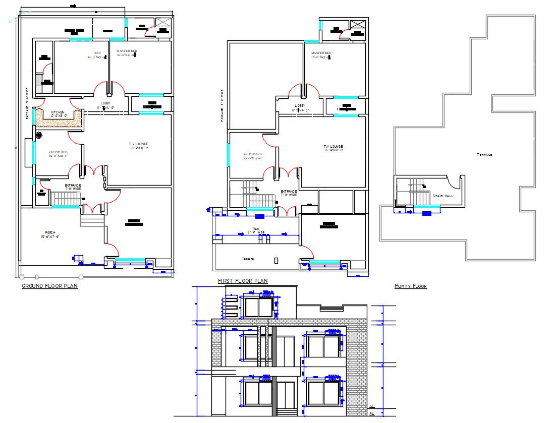 Architectural Drawing House Plan And Elevation