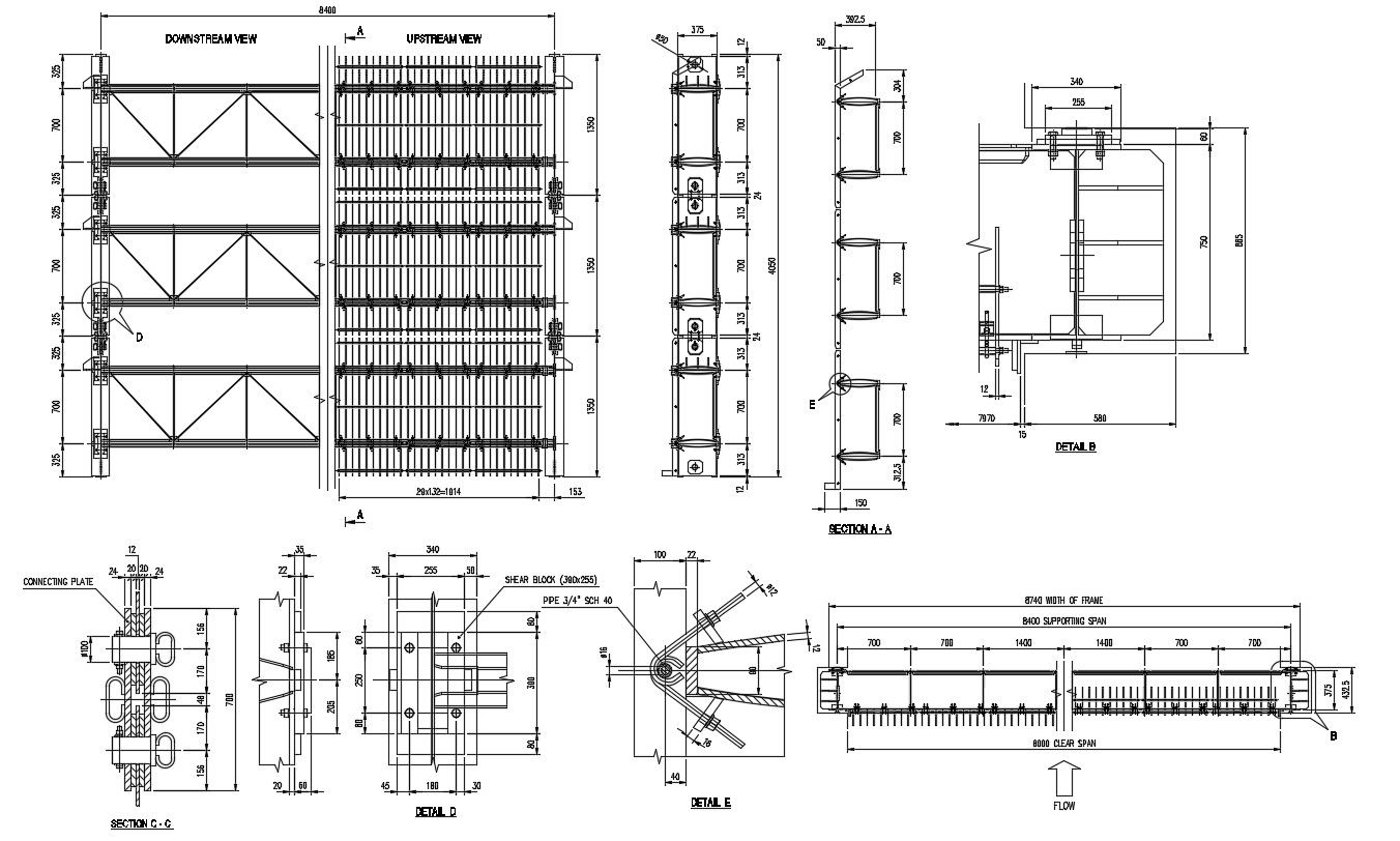 Architectural Drawing Of MS Truss And Dimension DWG File