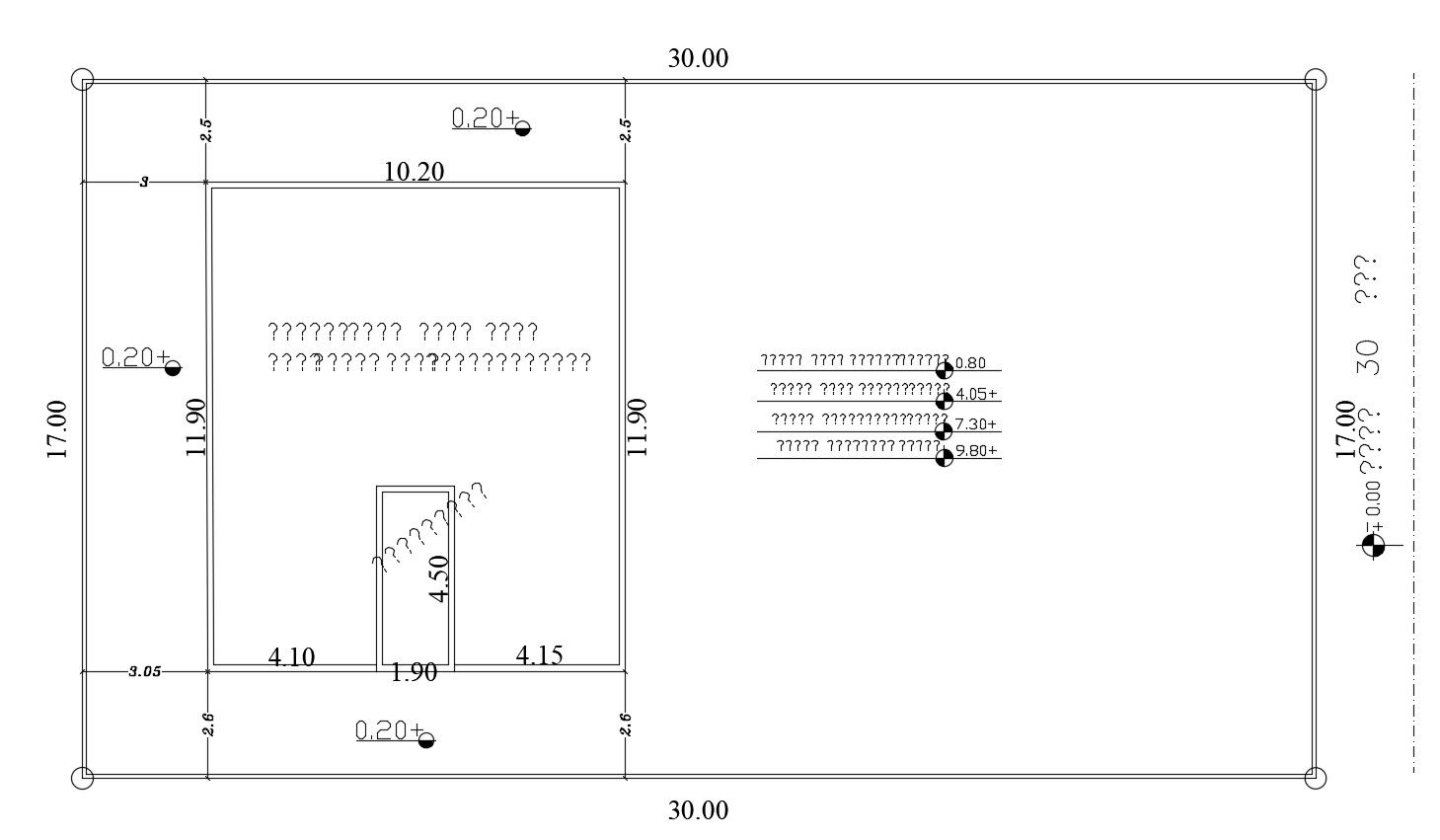 Architectural Drawing Of Plot And Building Demarcation DWG file