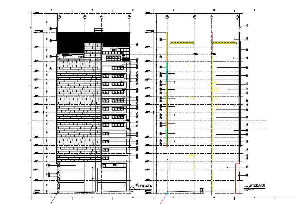 Architectural Elevation detail plan - Right and Left