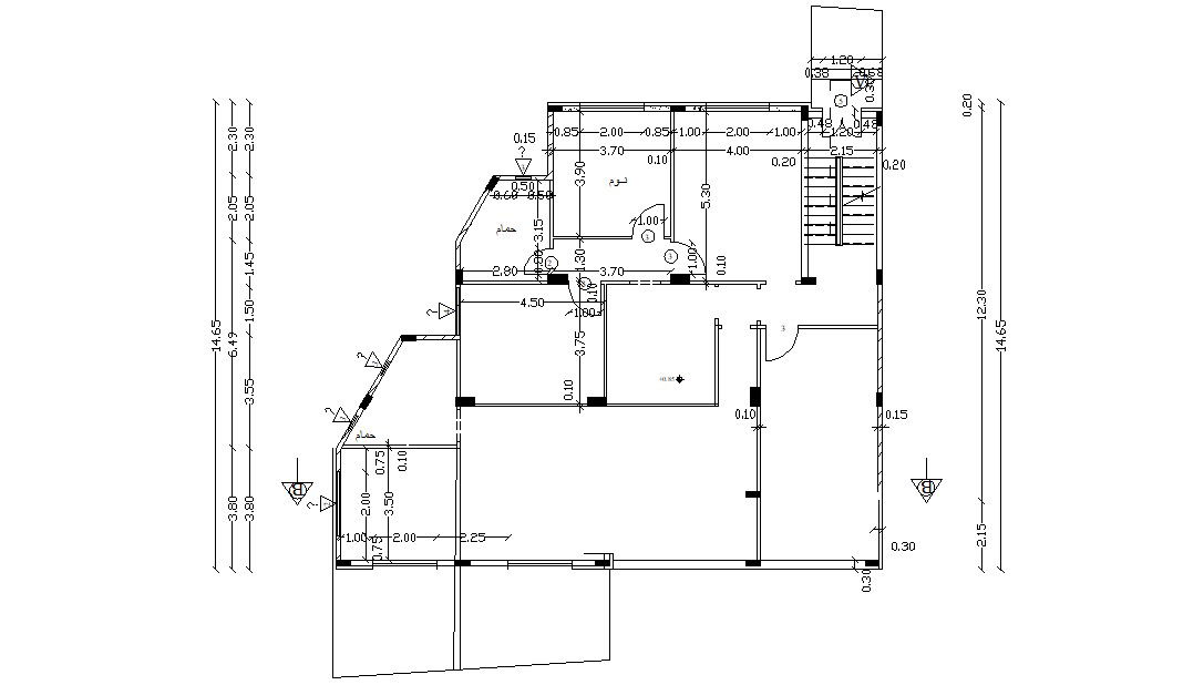 Architectural Floor Plan Of Residential Bungalow CAD Drawing