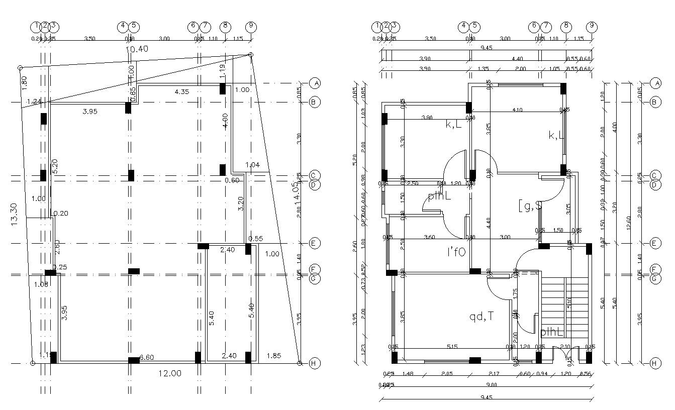 Architectural House Building Design With Dimension DWG Drawing