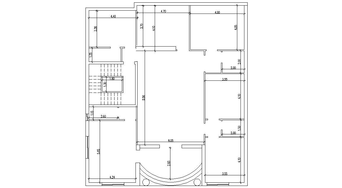 Architectural Modern Bungalow Plan With Dimension CAD File