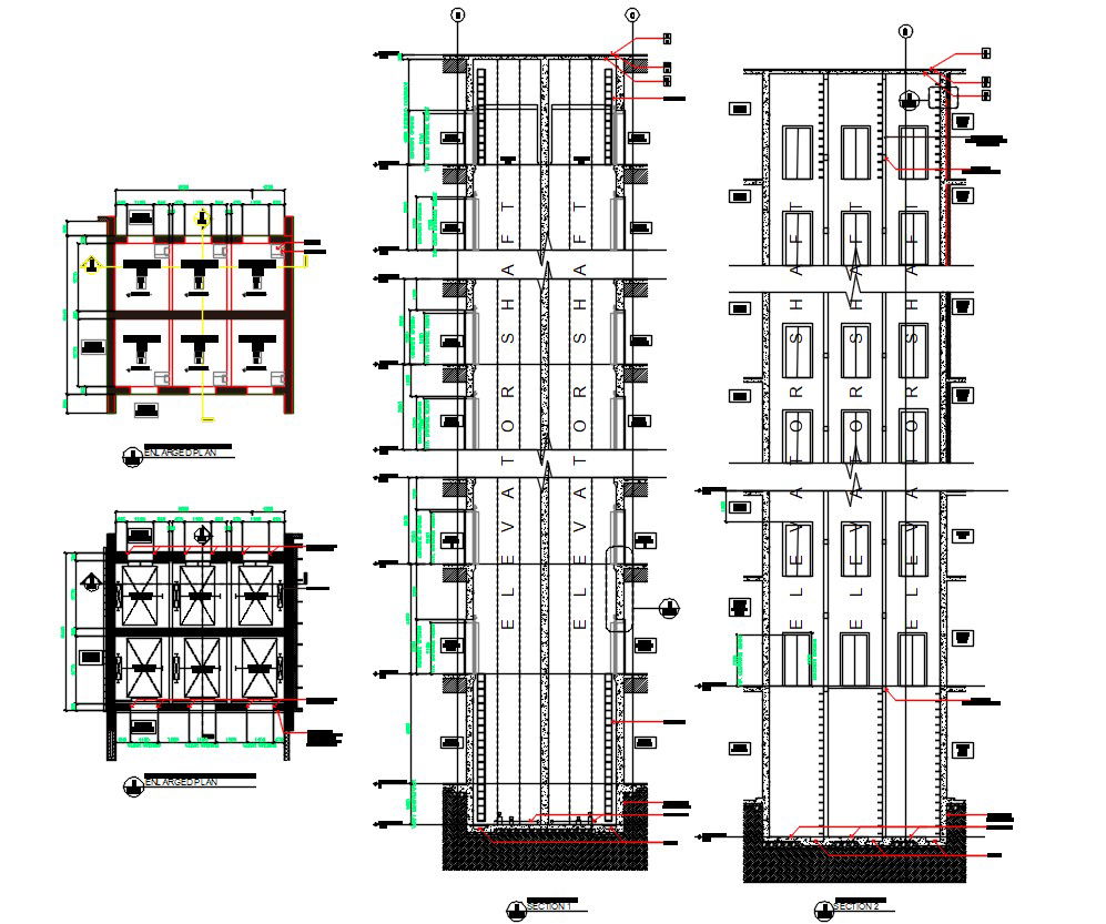 Architectural Passenger elevator Section Drawing