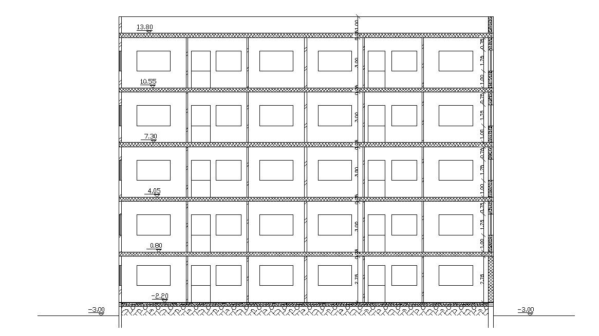 Architectural Six Floor Section Residential Building Design