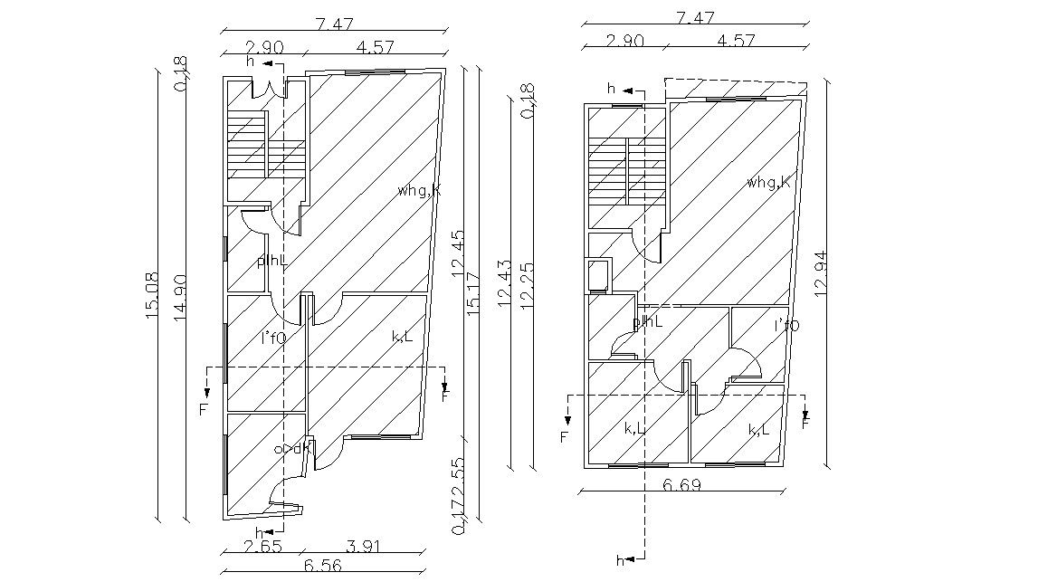Architectural Small Bungalow Plan With Dimension CAD Drawing