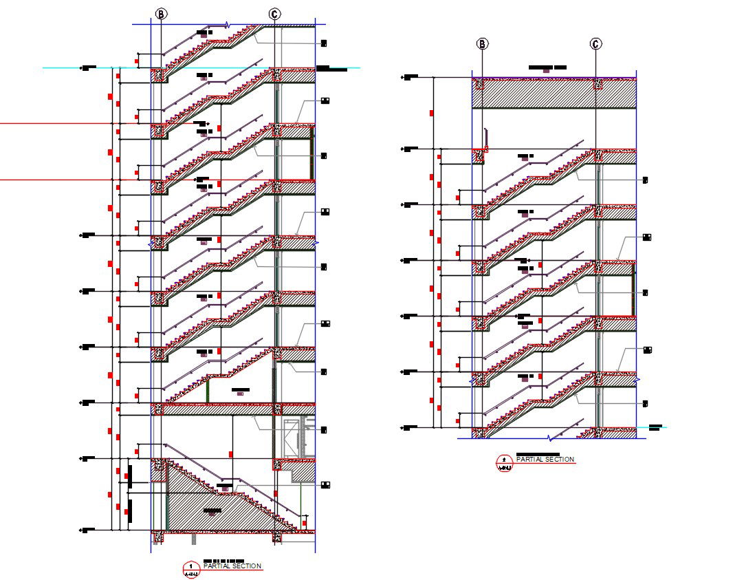 Architectural Staircase Section Drawing