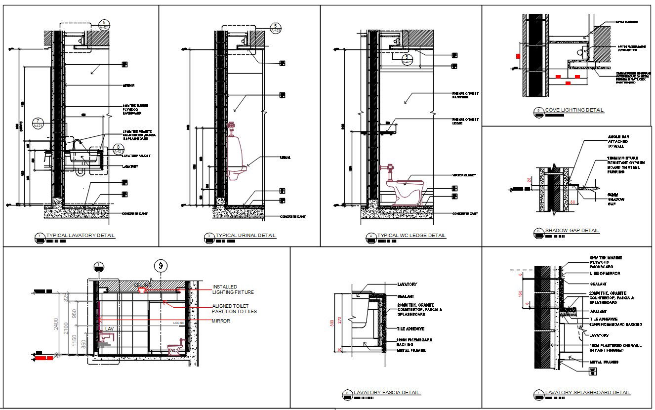 Architectural Toilet Plan DWG File