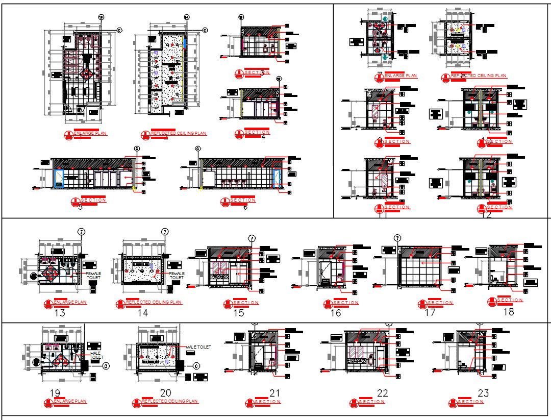 Architectural Toilet Plans And Elevation DWG File