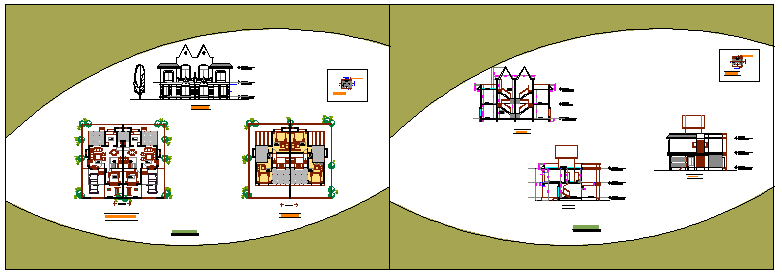 Architectural based Twin bungalow design drawing