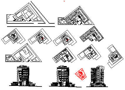 Architectural design of commercial building design drawing