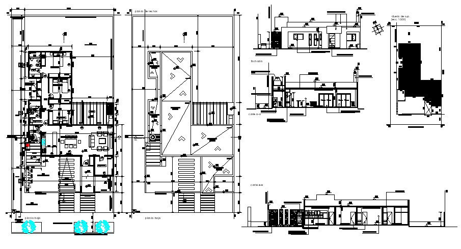 One Storey House Architectural Design In DWG File