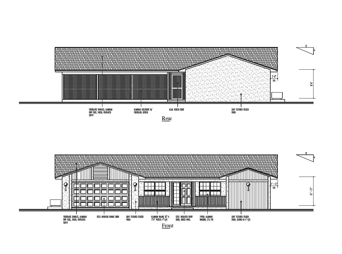 Architectural design of the house with elevation in dwg file