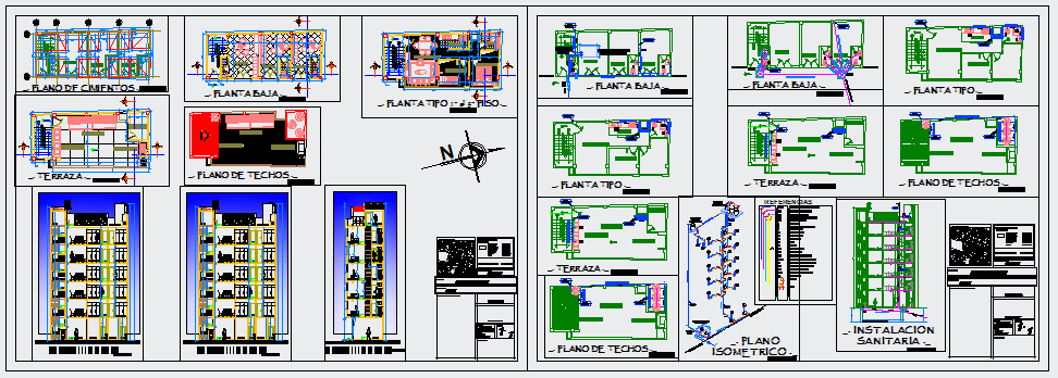 Architectural flat plan design drawing