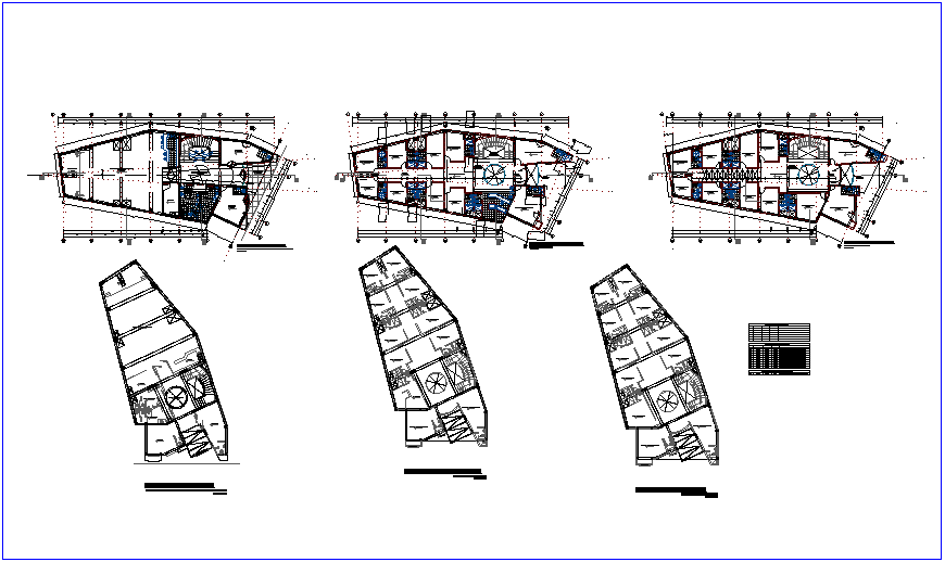 Architectural floor plan of community center with multiple use room view dwg file