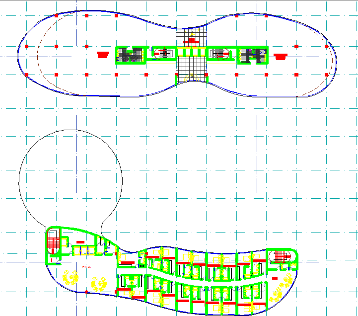 Architectural layout plan of a hotel dwg file