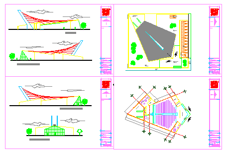 Architectural modern church design drawing 