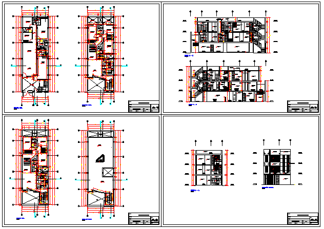 Architectural multi family housing design drawing