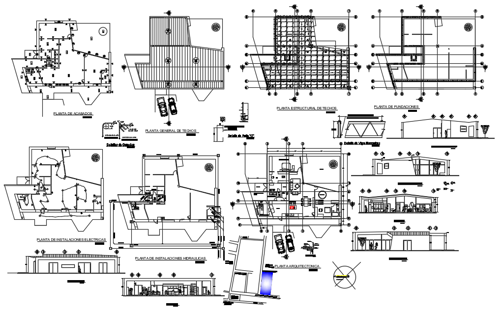 Architectural plan mini evil house floor plan with elevation dwg file
