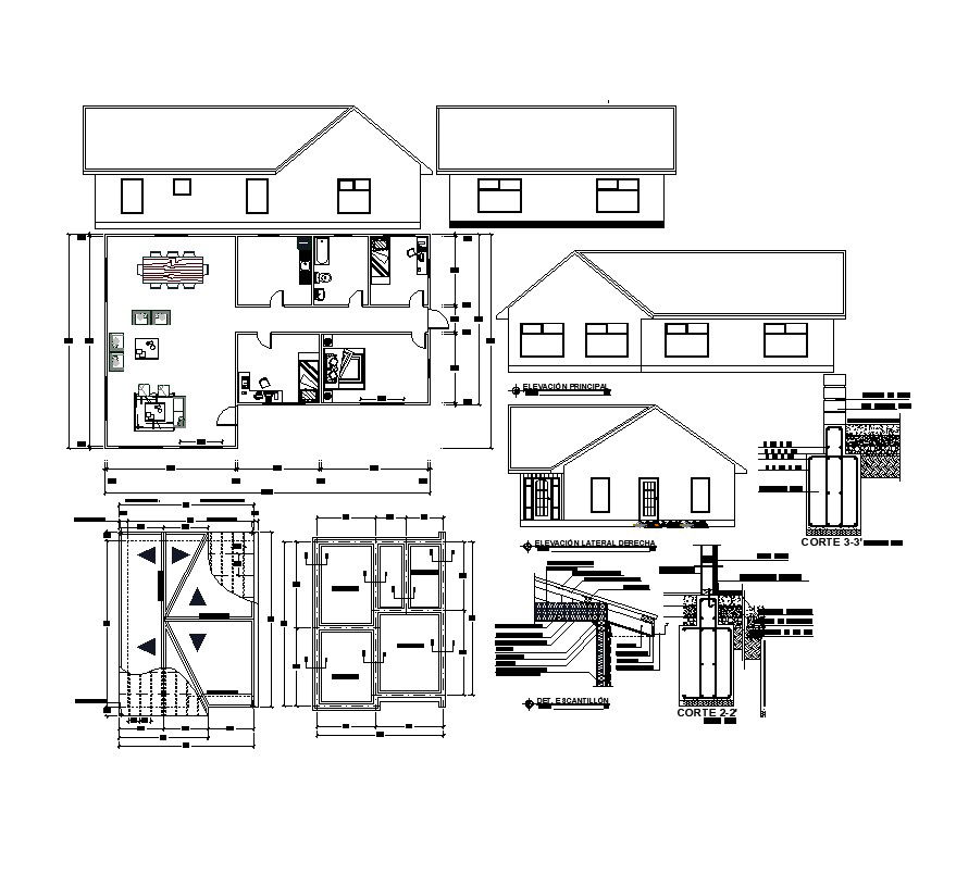 Modern Bungalow Design In AutoCAD File