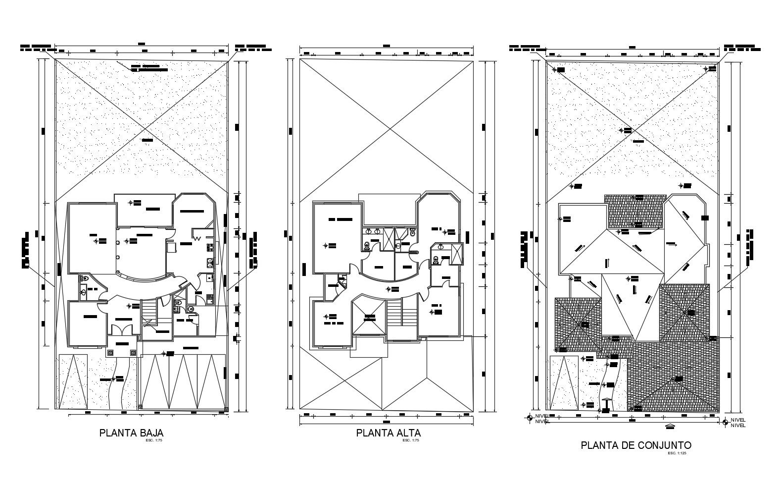 Architectural plan of bungalow 16.02mtr x 32.22mtr with detail dimension in dwg file