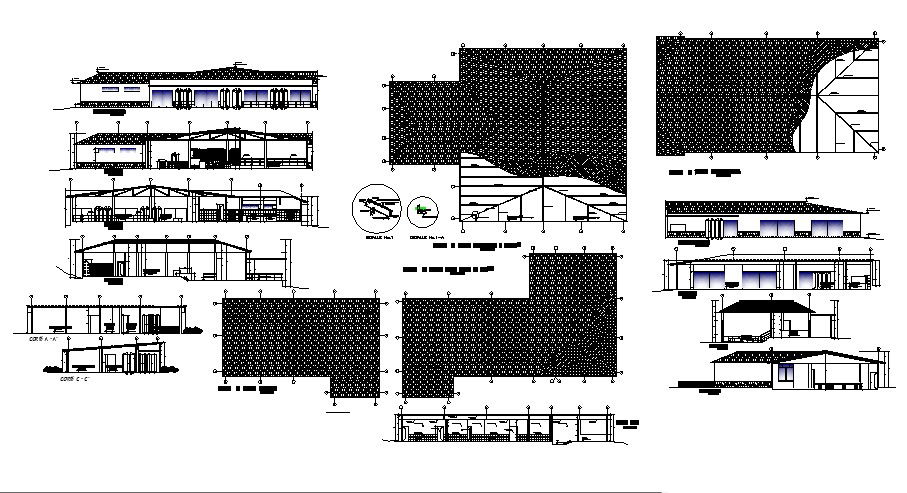 Architectural plan of commercial building with detail dimension in dwg file