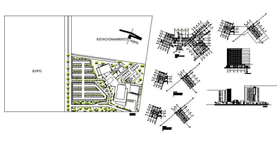 Architectural plan of five-star hotel building 21.90mtr x 30.00mtr with section and elevation in AutoCAD