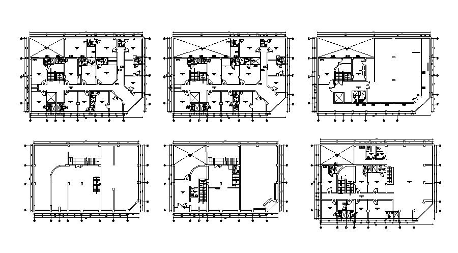 Architectural plan of hostel 22.60mtr x 14.86mtr with the different section in autocad