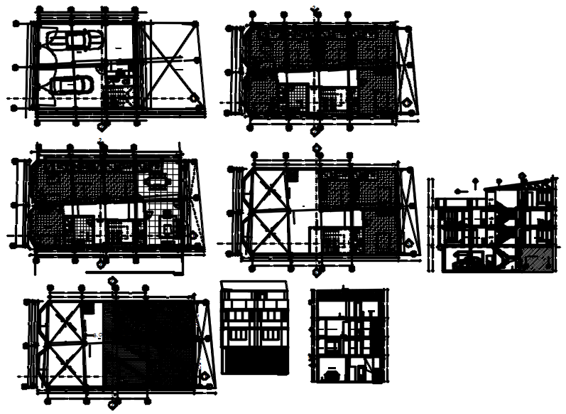 Architectural plan of house 15.50mtr x 8.95mtr with elevation and section in AutoCAD