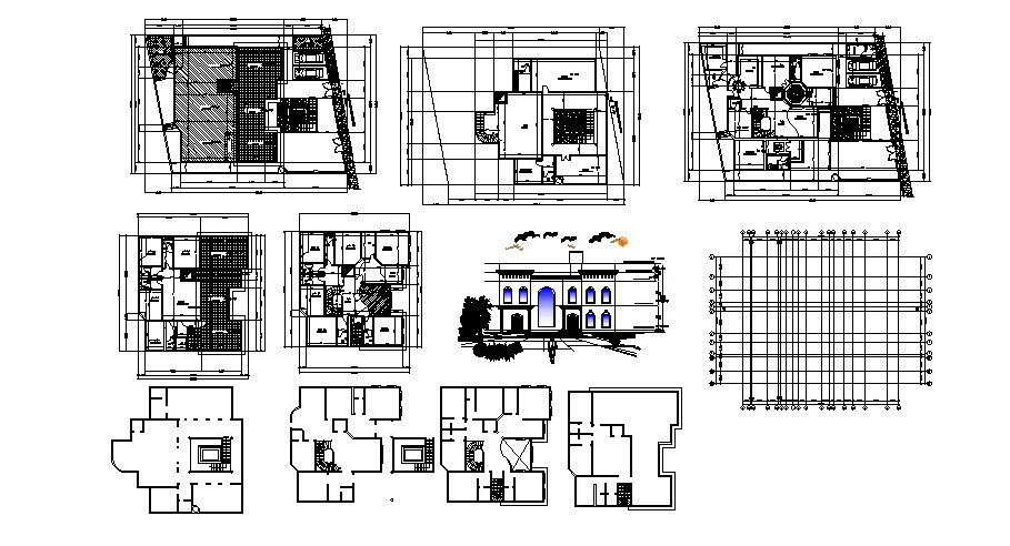 Architectural plan of house 30.58mtr x 24.00mtr with detail dimension in dwg file