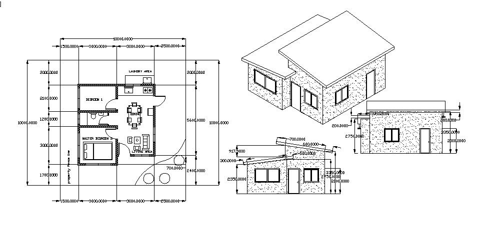Architectural plan of house design in dwg file
